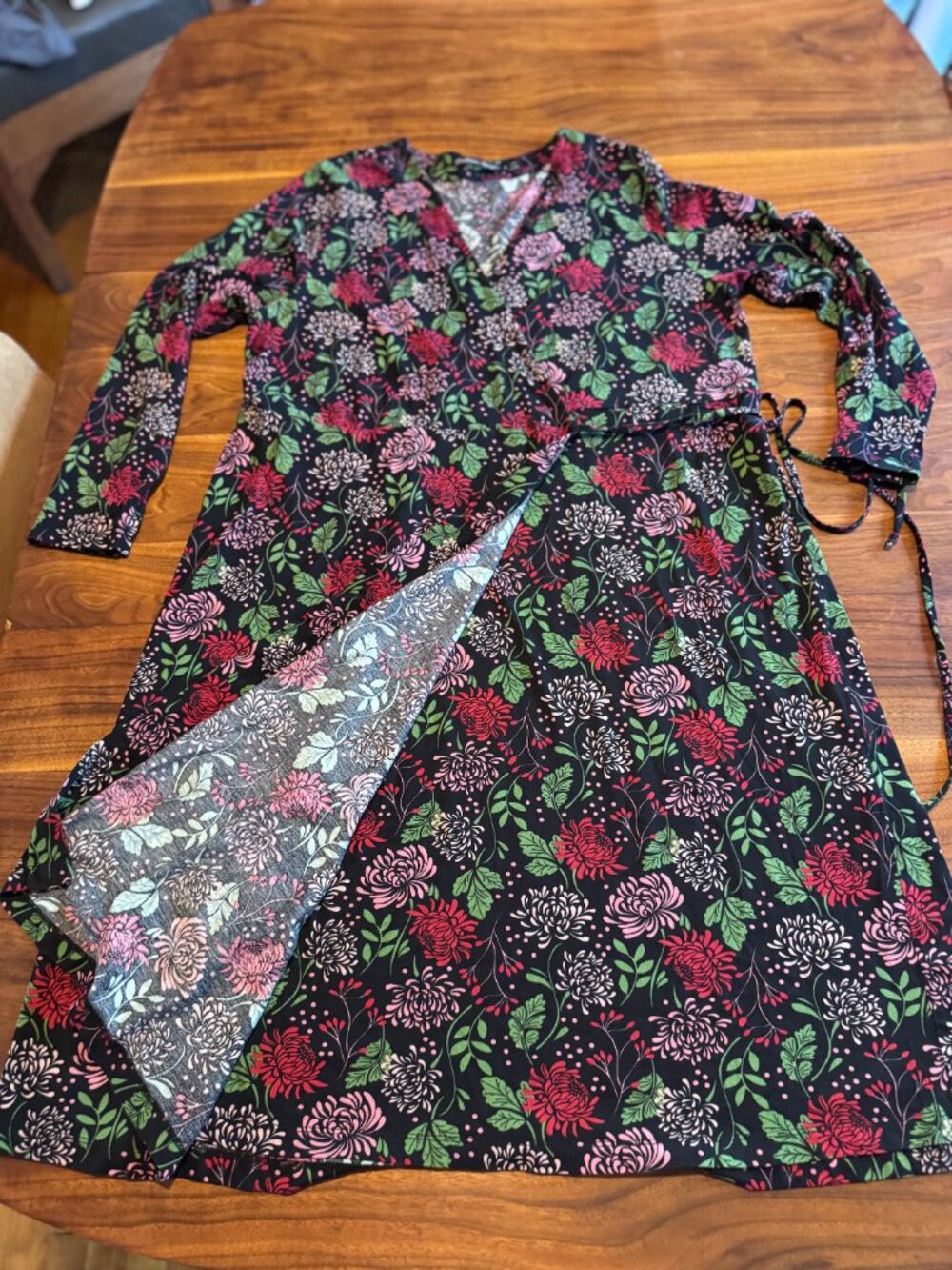 Gudrun Sjoden Cotton Modal Jersey Knit Wrap Dress Floral Drapey EUC Sz XL - Picture 5 of 11